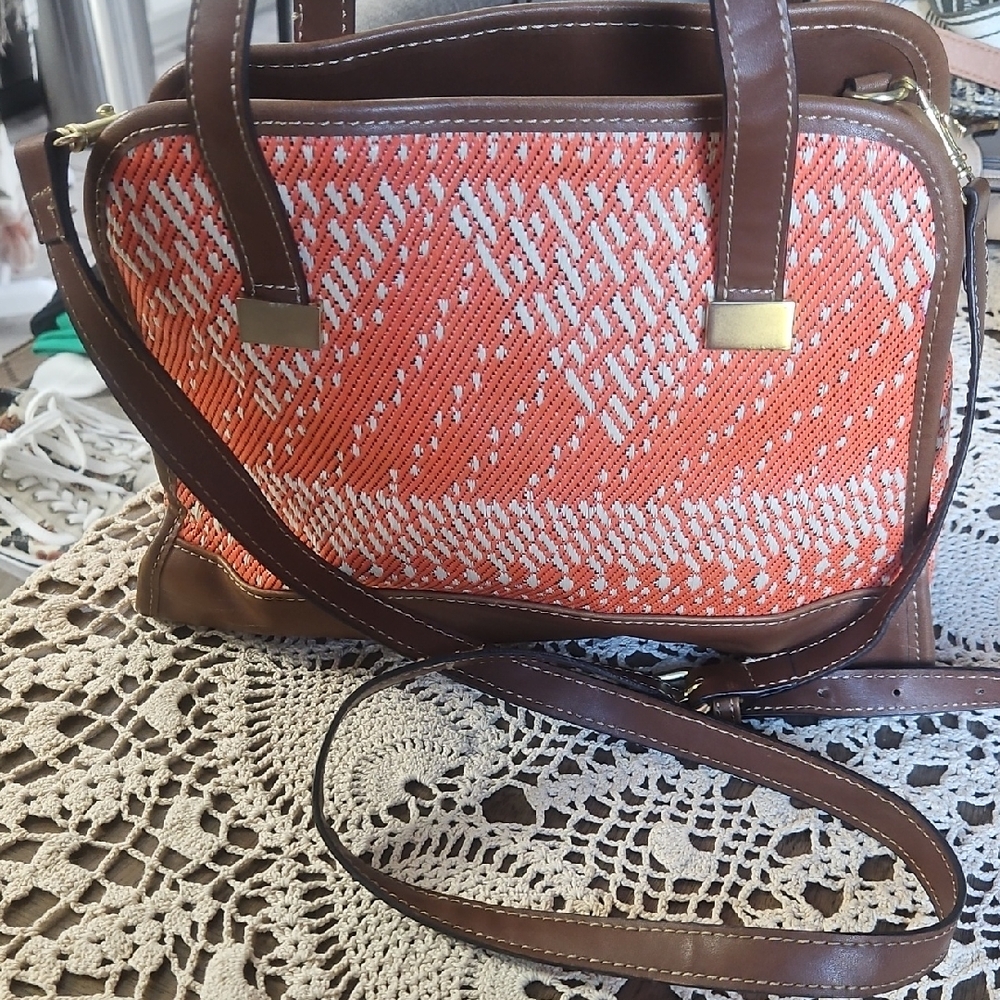 Stylish Orange and Brown Crossbody Bag